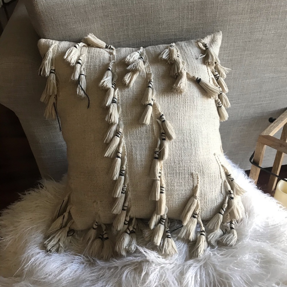 Tassel Boho Pillow Cream